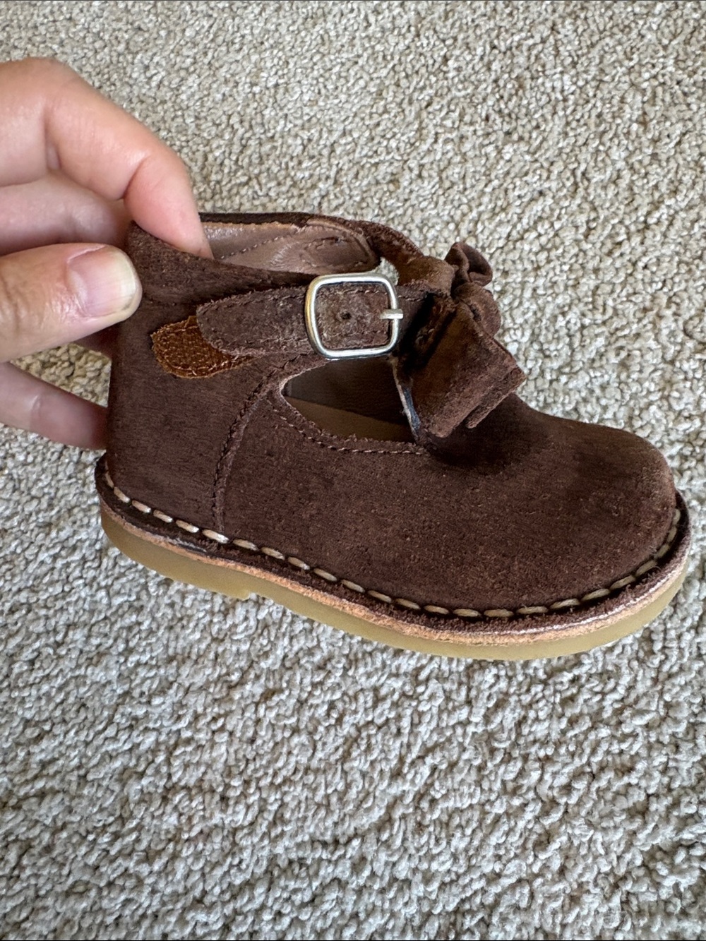 Toddler Brown Suede Fringe Ankle Boot with Buckle